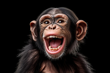 A monkey with its mouth open and its mouth wide open. Isolated