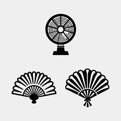 set of Chinese hand fans. Japanese traditional hand fan vector isolated on white background