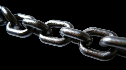 Obraz premium Solid steel chain on black background. Generative AI