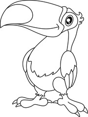 Toucan bird line art coloring book 