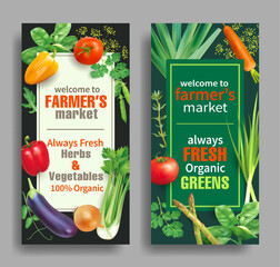 Promotional banners for farmer’s market. Vector set.