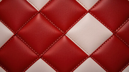 Checked red and white leather background created with generative AI technology