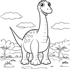 Brachiosaurus Altithorax , colouring book for kids, vector illustration