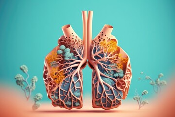 Cartoon human lungs, ai