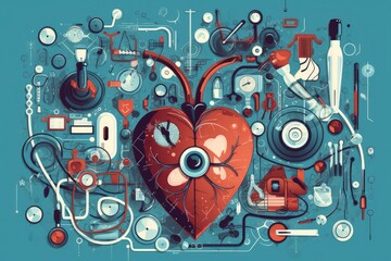 Medical background with heart, ai