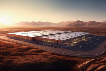 Futuristic electrical car factory