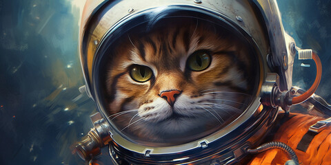 Cat Wearing Space Suit. Generative ai
