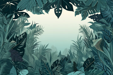 Illustration with Green Lush Elements and Copy Space. Generative ai