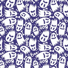 Fototapeta premium Halloween ghost seamless pattern for wrapping paper and linens and fabrics and kids clothes print