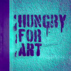 pop art stencil graffiti on a wall street photography hungry for art