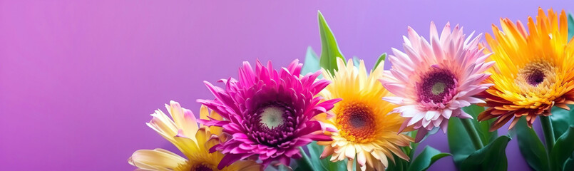 Spring banner for 8 march, mother's day, colorful vibrant bouquet of various flowers. Generative AI