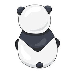 Cute panda turned away and sits on a white background. Vector illustration. Beautiful black and white animal. © Irina
