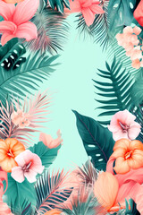 Islamic frame tropical, pink background