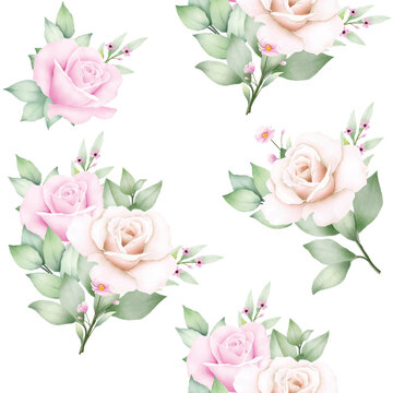 Seamless Pattern Floral Rose Watercolor