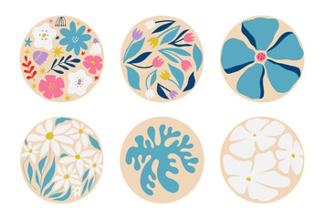 Modern floral posters with flowers. Abstract art. 