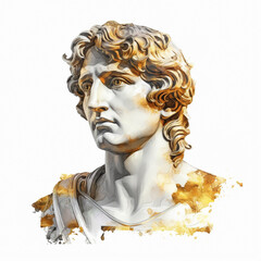 Portrait illustration depicting Alexander the Great, created with Generative AI technology