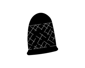 Drawing of a thimble, black vector icon