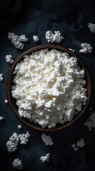 Fresh Organic Cottage Cheese Dairy product Photorealistic Vertical Background. Lactose And Protein Rich Food. Ai Generated Lifelike Background with Tasty Creamy Cottage Cheese Dairy Generative AI