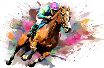 Tuinposter Bright colored horse racing illustration  © Photo And Art Panda