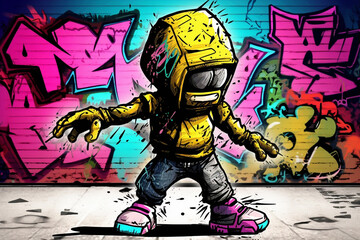 Urban street art graffiti drawing. Generative ai