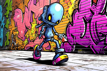 Urban street art graffiti drawing. Generative ai
