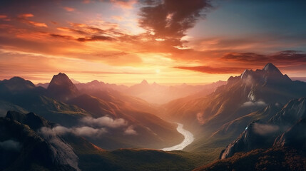 Naklejka premium Fantasy nature landscape. Generative ai