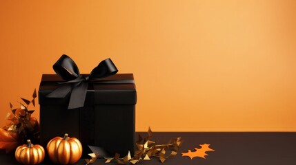 Autumn gift box. Illustration AI Generative.