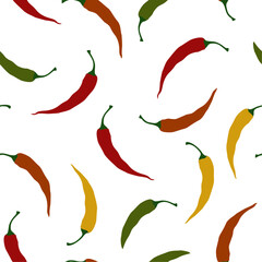 Hot chili peppers pattern detailed colorful vector illustration template background. Hot super spices.