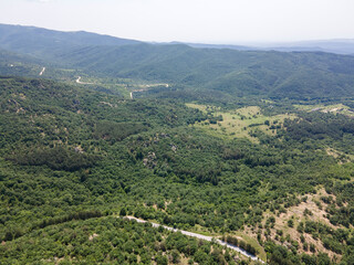 Aerial view of ancient thracian Sanctuary Skumsale, Bulgaria