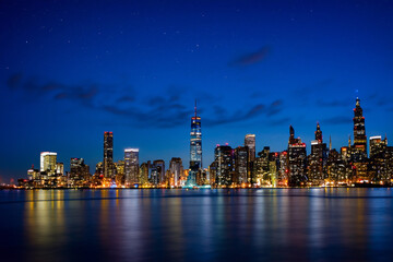 City skyline during the evening generated by Adobe Ai art