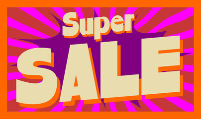 Super Sale sign poster ad bursting stripes colorful