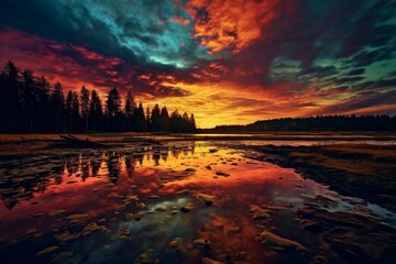 Fototapeta na wymiar Amber colored sunset