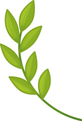 Cartoon scene with plant green leaf on white background illustration for children