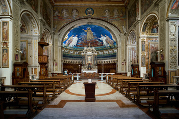 Fototapeta na wymiar Basilica di S Cosima e Damiano paleochristian church in Rome, Italy 