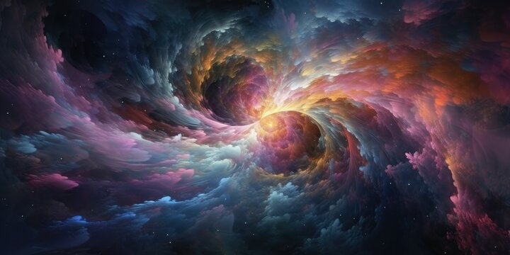 Celestial space with vibrant colors, swirling nebulas, and distant galaxies  Generative AI Digital Illustration Part#070623 