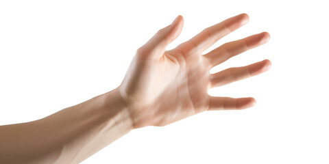 man hand arm isolated on transparent background,  open hand, png