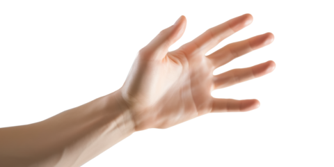 man hand arm isolated on transparent background, open hand, png