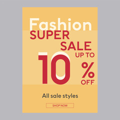 Fashion super sale 10% off discount promotion poster