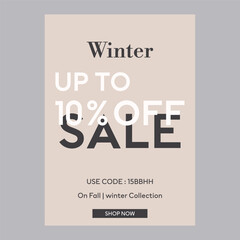 Winter up to sale 10% off discount promotion poster