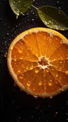 Fototapeta na wymiar Fresh Organic Orange Fruit Photorealistic Vertical Background. Healthy Vegetarian Diet. Ai Generated Lifelike Background with Delicious Juicy Orange Fruit. Generative AI