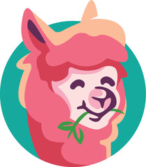 Illustration of an Alpaca's head that looks funny suitable to be a logo