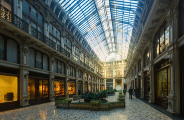 Image of view historical building Gallery Subalpina, Turin, Italy