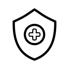 Obraz premium Vector illustration medical health protection shield. Healthcare medicine protected steel guard concept, sign and symbols in flat design with elements for mobile concepts and web apps. 