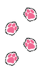 Vector illustration. Drawing of cat's paws. Minimalism. Footprints. Paw print.