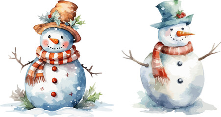 Snowman clipart, isolated vector illustration.