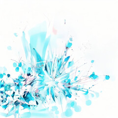 AIで生成した青と花と弾けるイメージのイラスト　ジェネレーティブ Generative AI