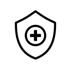 Vector illustration medical health protection shield. Healthcare medicine protected steel guard concept, sign and symbols in flat design with elements for mobile concepts and web apps. 