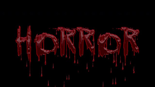 Horror text with dripping blood isolated by alpha channel(transparent background).realistic dripping blood.horror concept.Halloween party.