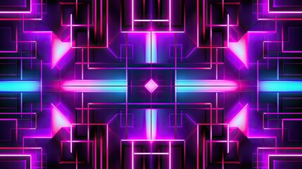 Neon pink and purple neon grid vector on dark background