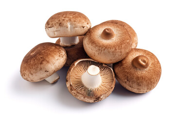 Portabello mushrooms isolated on white background generative ai